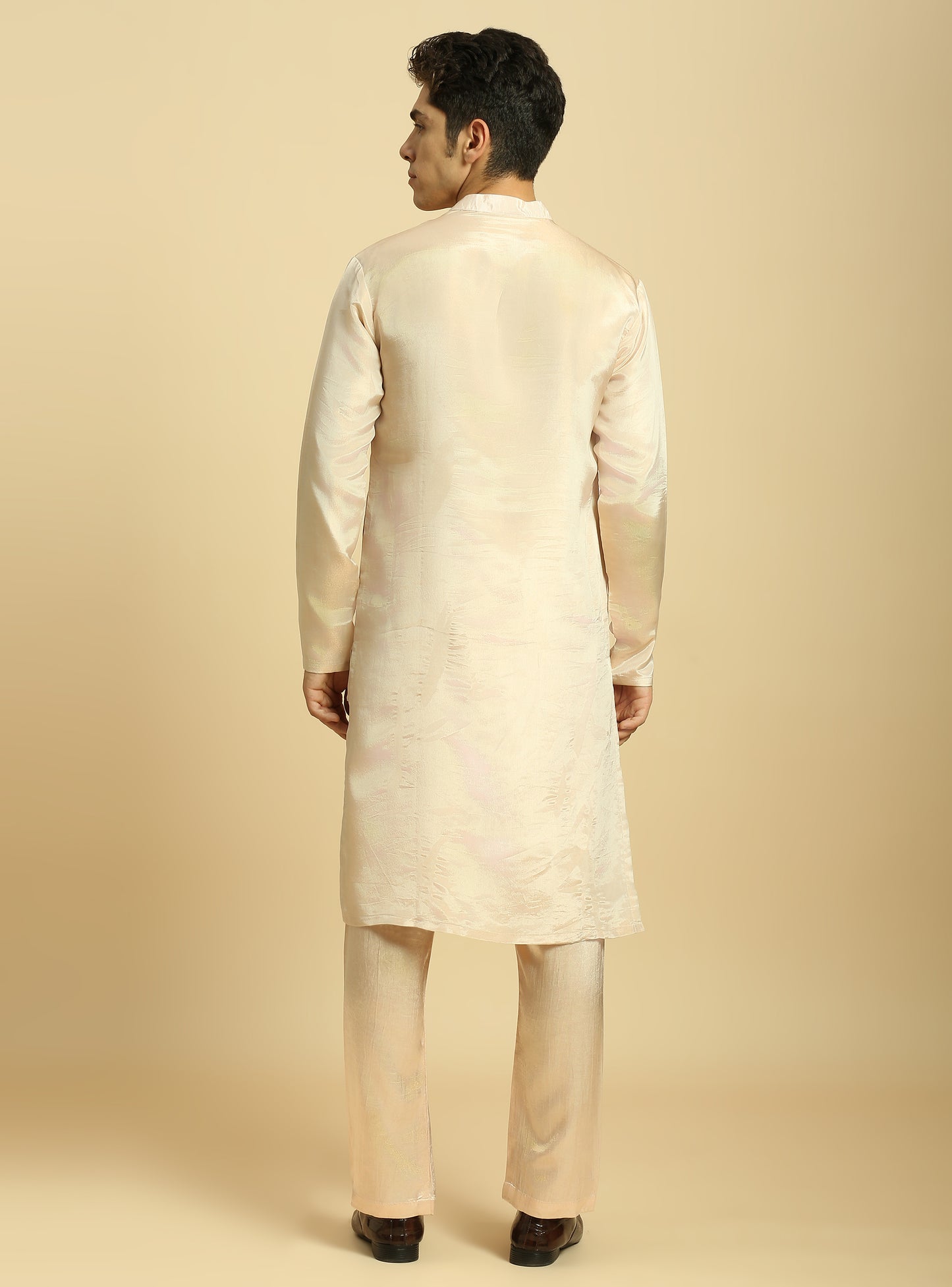 PEACH TISSUE KURTA WITH PANT WITH OMBRE DUPATTA