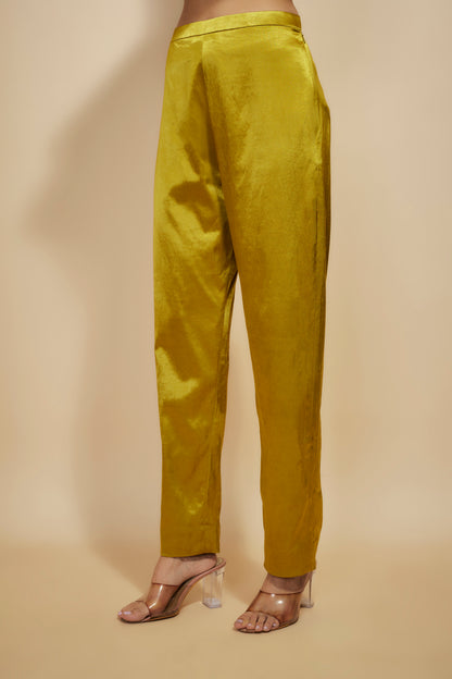 MUSTARD BLOCK EMBROIDERED KAFTAN WITH PANT