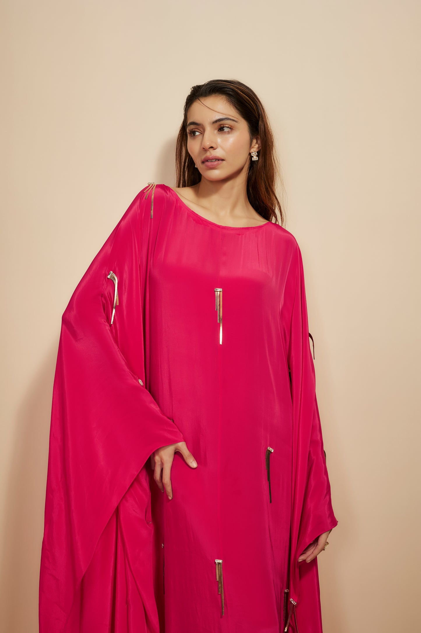 HOT PINK EMBROIDERED KAFTAN