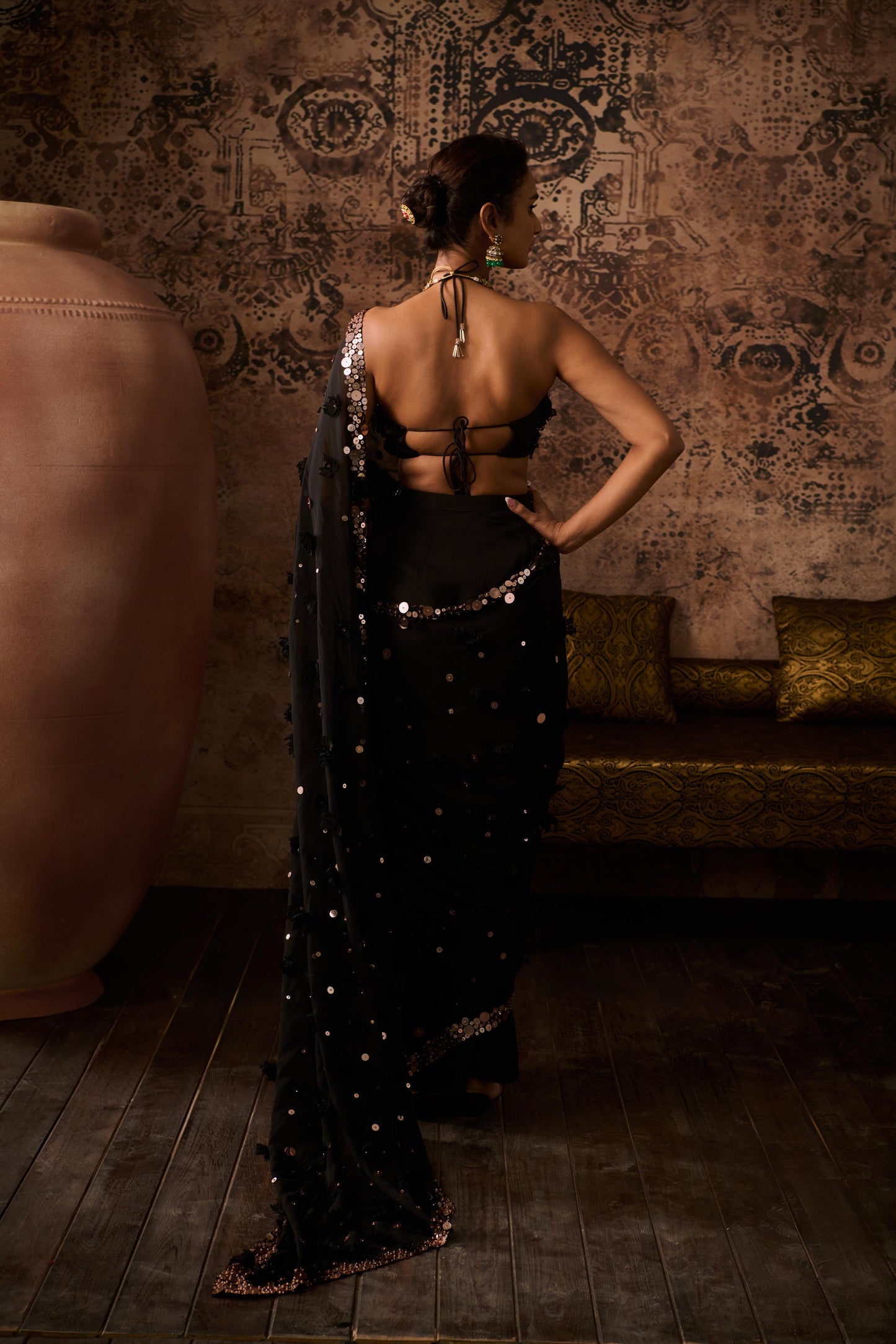 BLACK SAREE SET