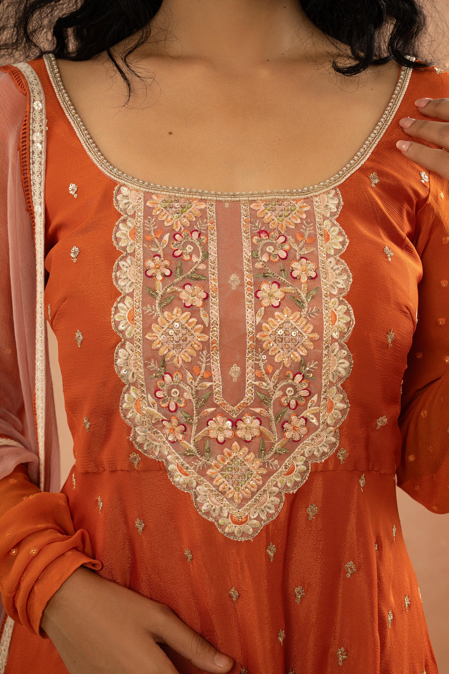 ORANGE A LINE KURTA PANT SET (SET OF 3)