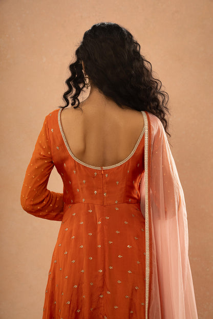 ORANGE A LINE KURTA PANT SET (SET OF 3)