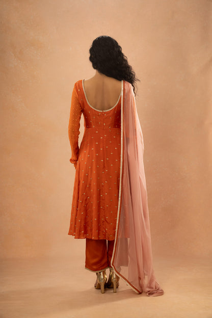 ORANGE A LINE KURTA PANT SET (SET OF 3)
