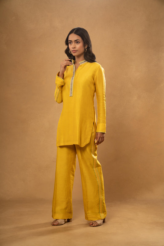 YELLOW SHIRT KURTA PANT SET (SET OF 2)