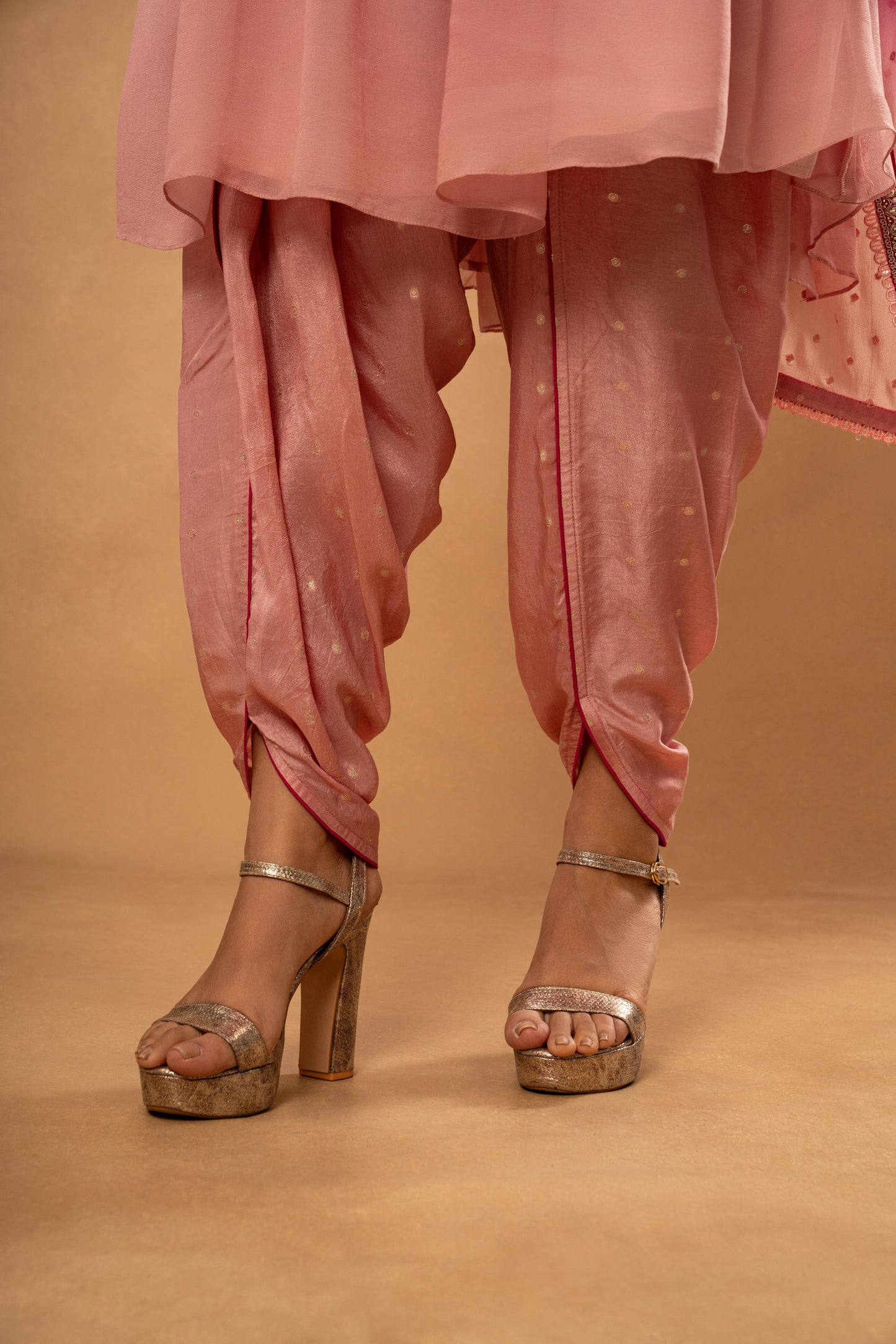 PINK PEACH OVERSIZED KURTI DHOTI PANT SET( SET OF 3)