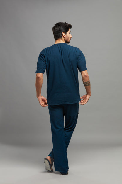 BLUE LINEN KURTA PANT SET (SET OF 2)