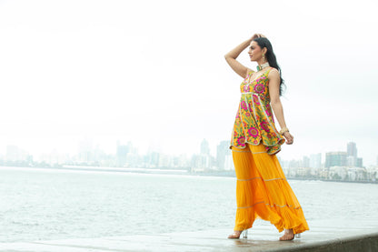 NEHA YELLOW SHARARA PANT & PEPLUM