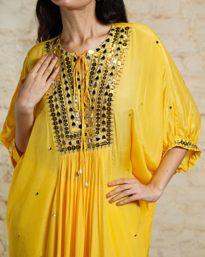 NEW TARANA SOLID YELLOW KAFTAN & PANT