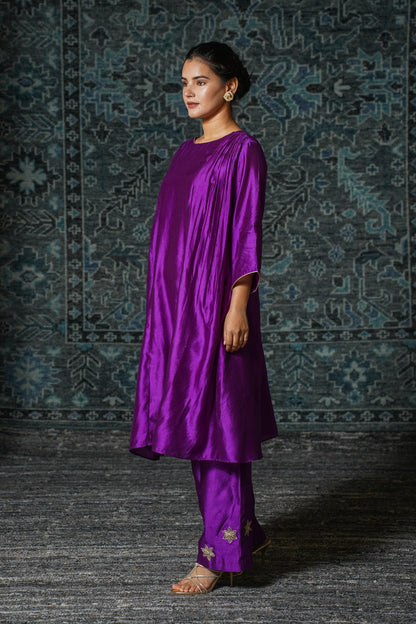 NOOR PURPLE GATHER KURTA  SET