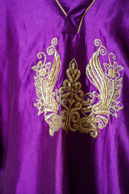 NOOR PURPLE GATHER KURTA  SET