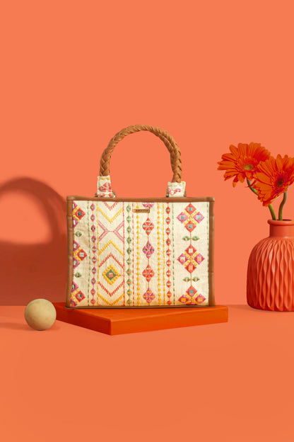 NADIA MIRROR EMBROIDERED HANDBAG - MULTICOLOR