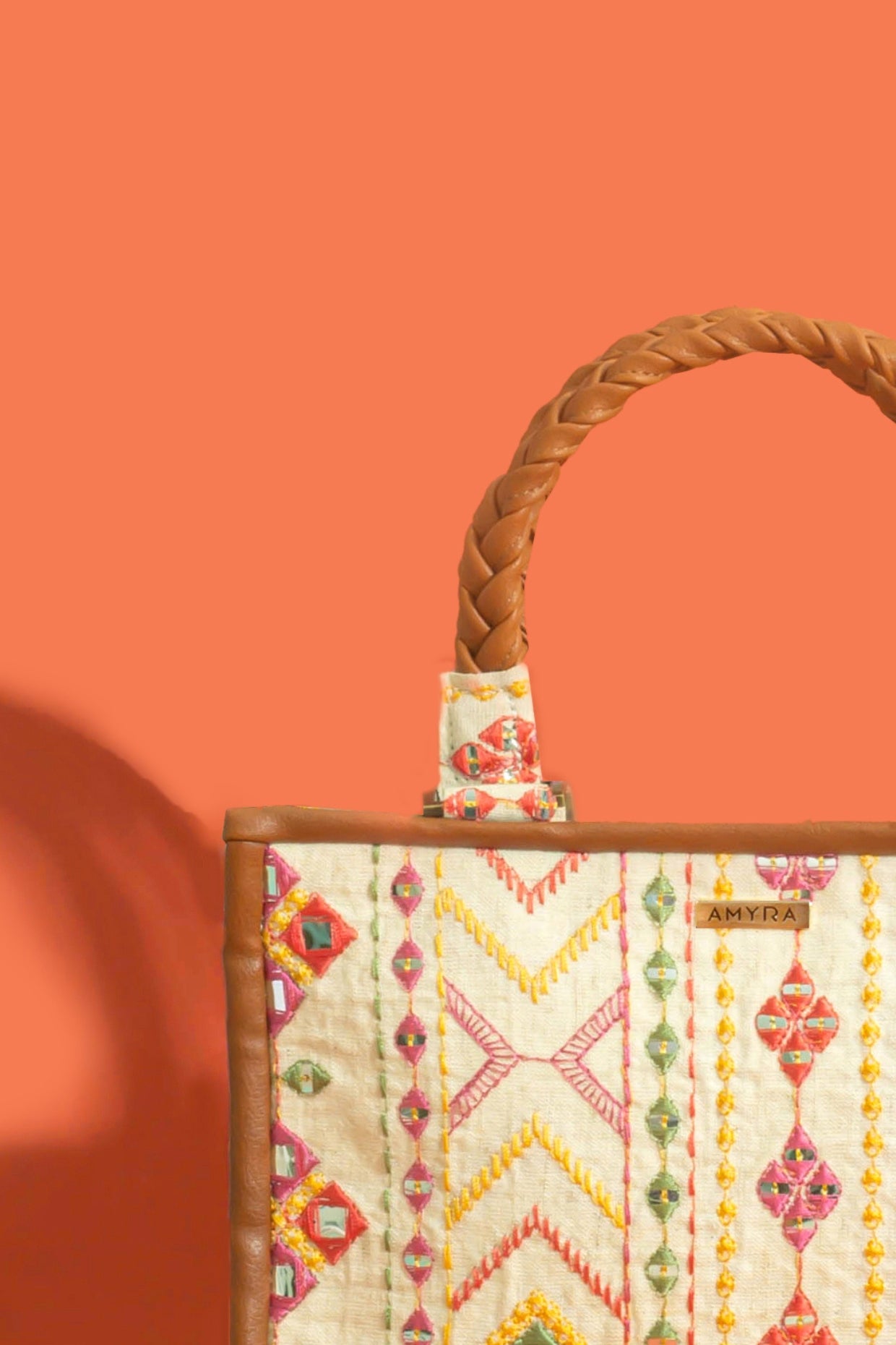 NADIA MIRROR EMBROIDERED HANDBAG - MULTICOLOR