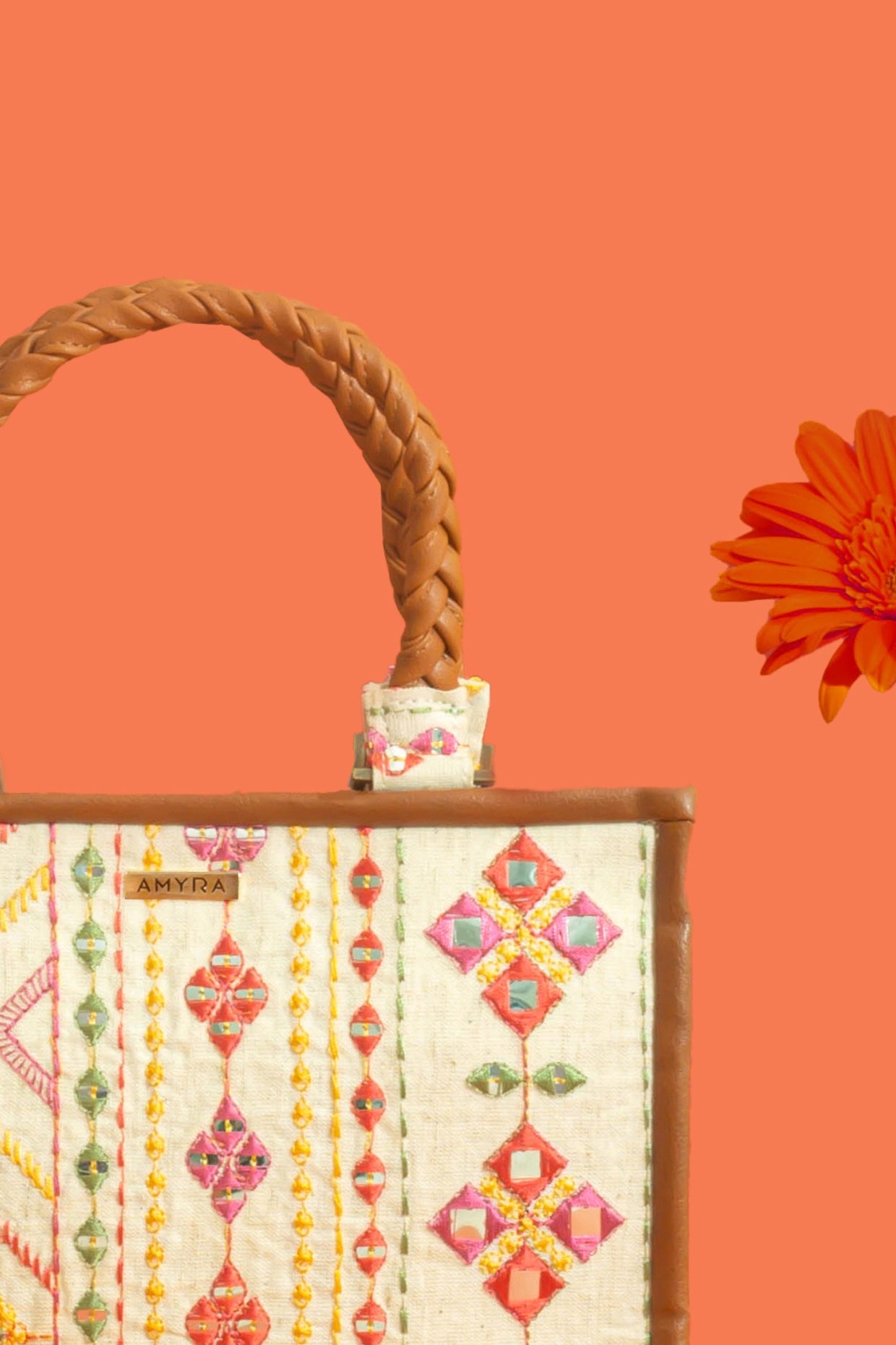 NADIA MIRROR EMBROIDERED HANDBAG - MULTICOLOR