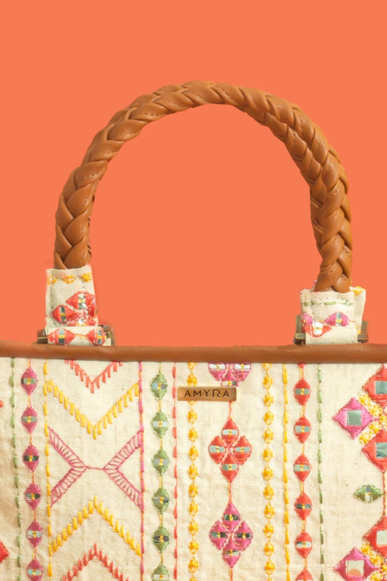 NADIA MIRROR EMBROIDERED HANDBAG - MULTICOLOR