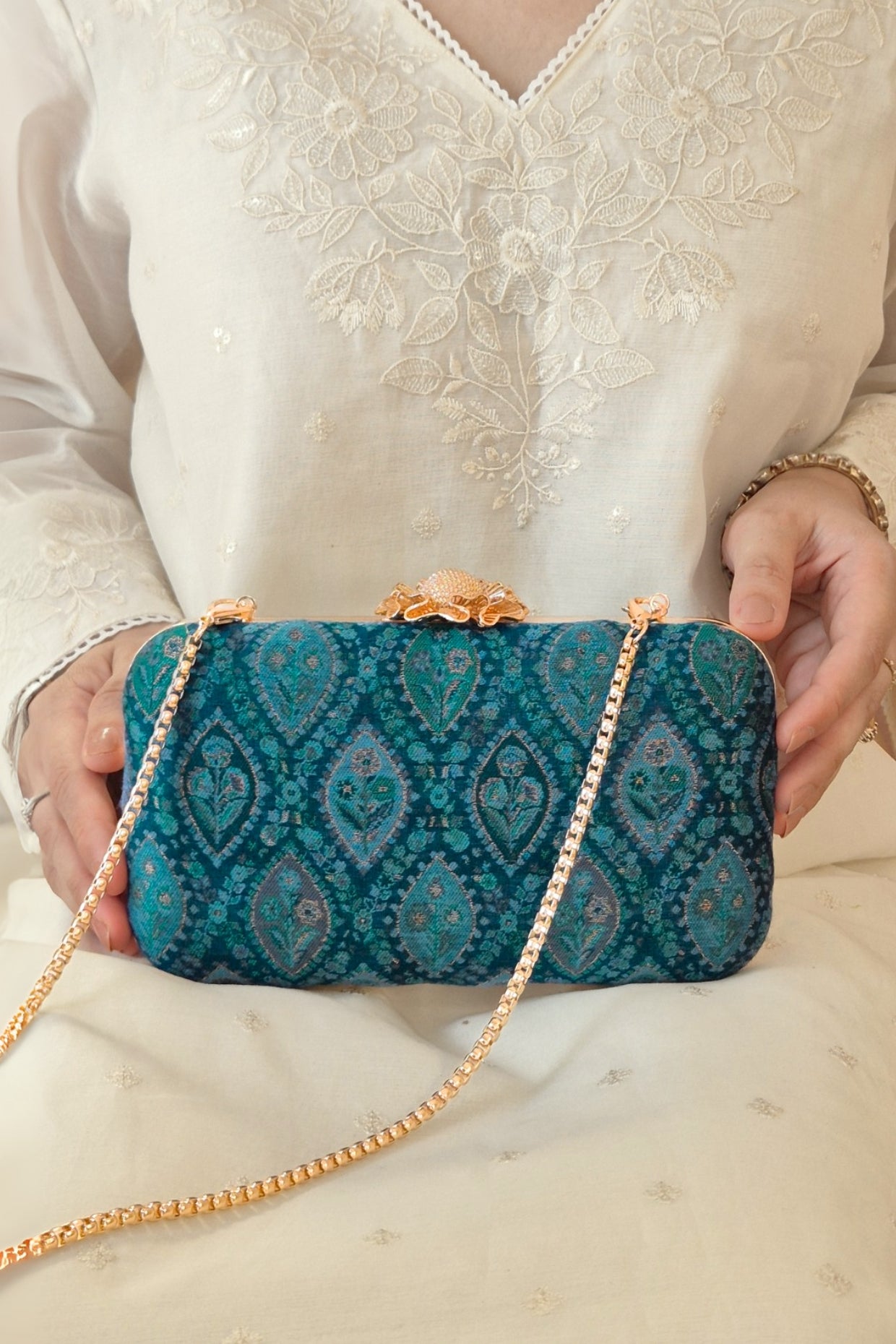 NEER PASHMINA CASHMERE CLUTCH - BLUE
