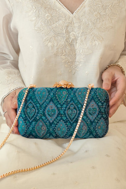 NEER PASHMINA CASHMERE CLUTCH - BLUE