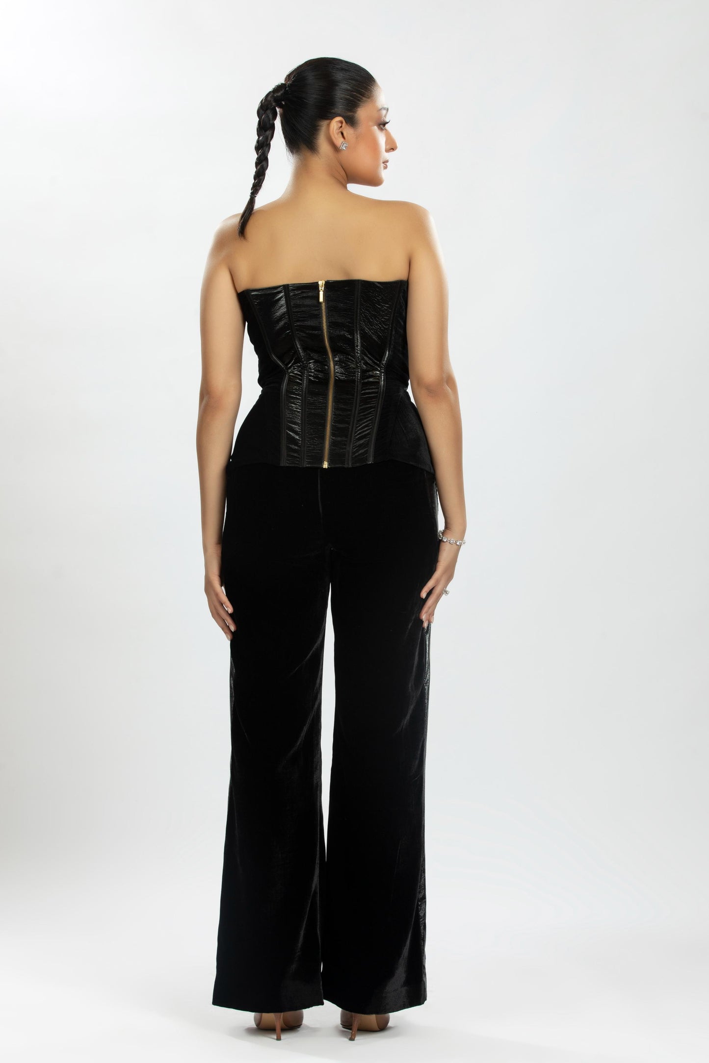 BLACK VELVET CORSET WITH PANTS