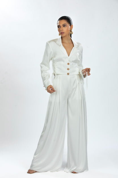 WHITE SATIN CO-ORD SET