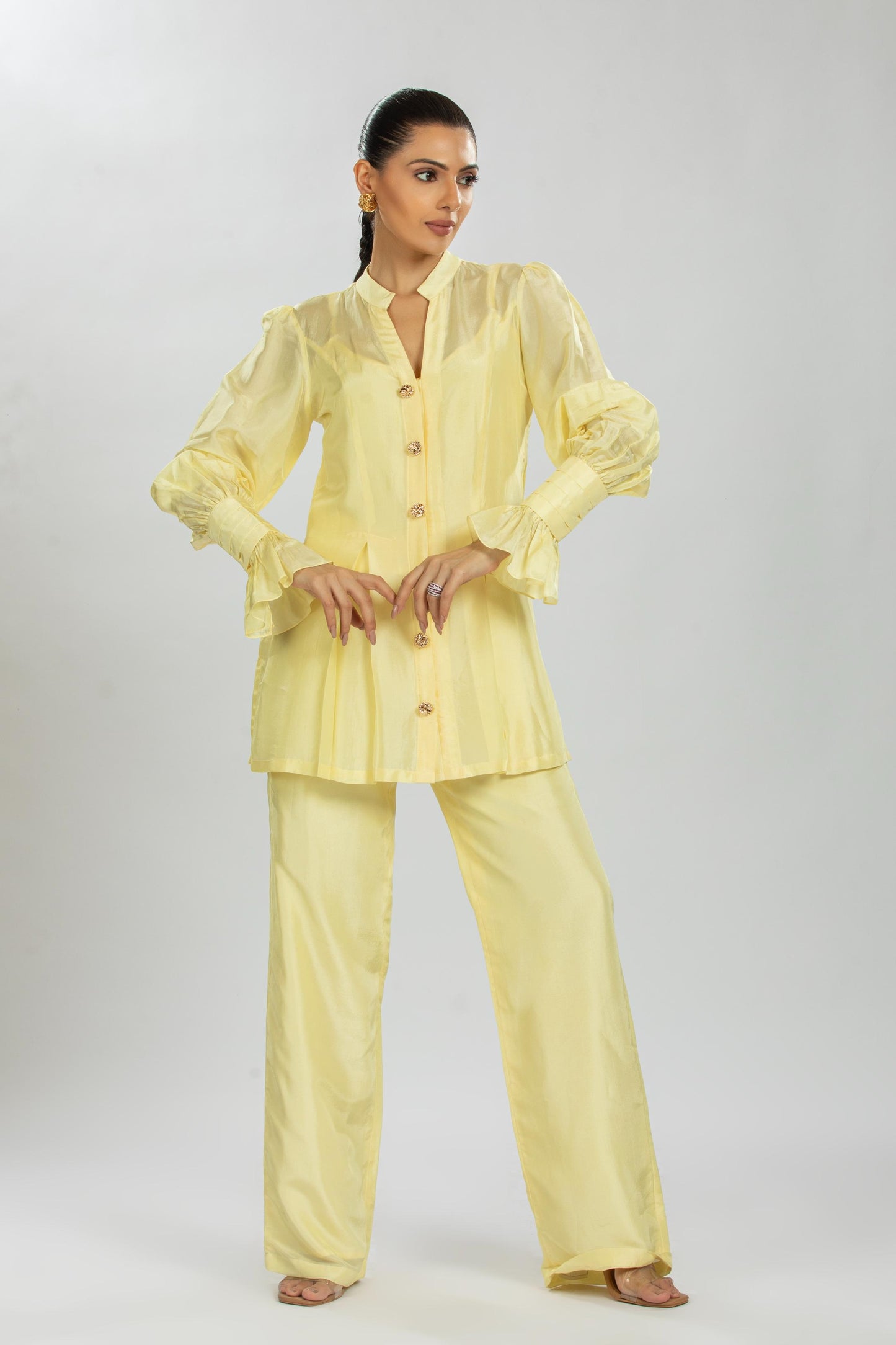 YELLOW  BAMBOO SILK CO - ORD SET