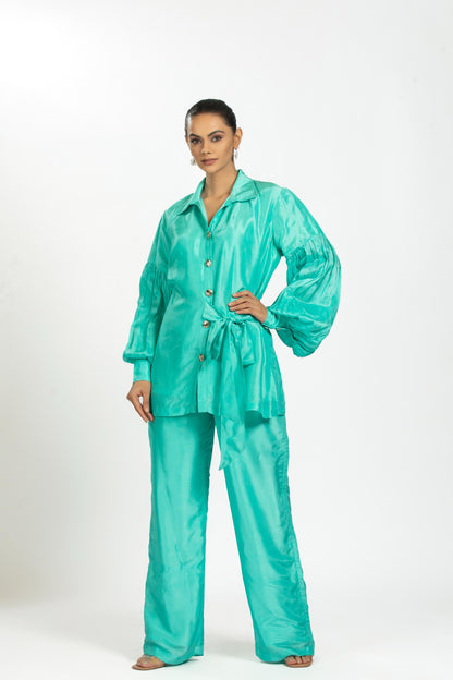 AQUA BAMBOO SILK CO-ORD SET