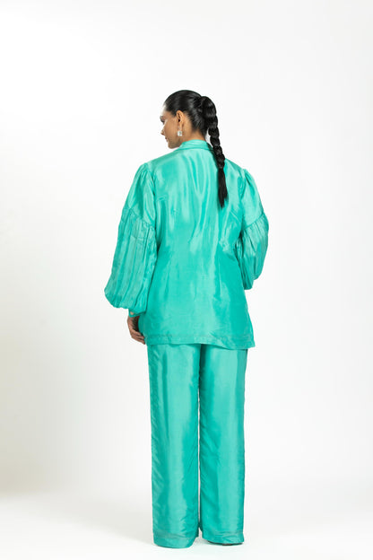 AQUA BAMBOO SILK CO-ORD SET