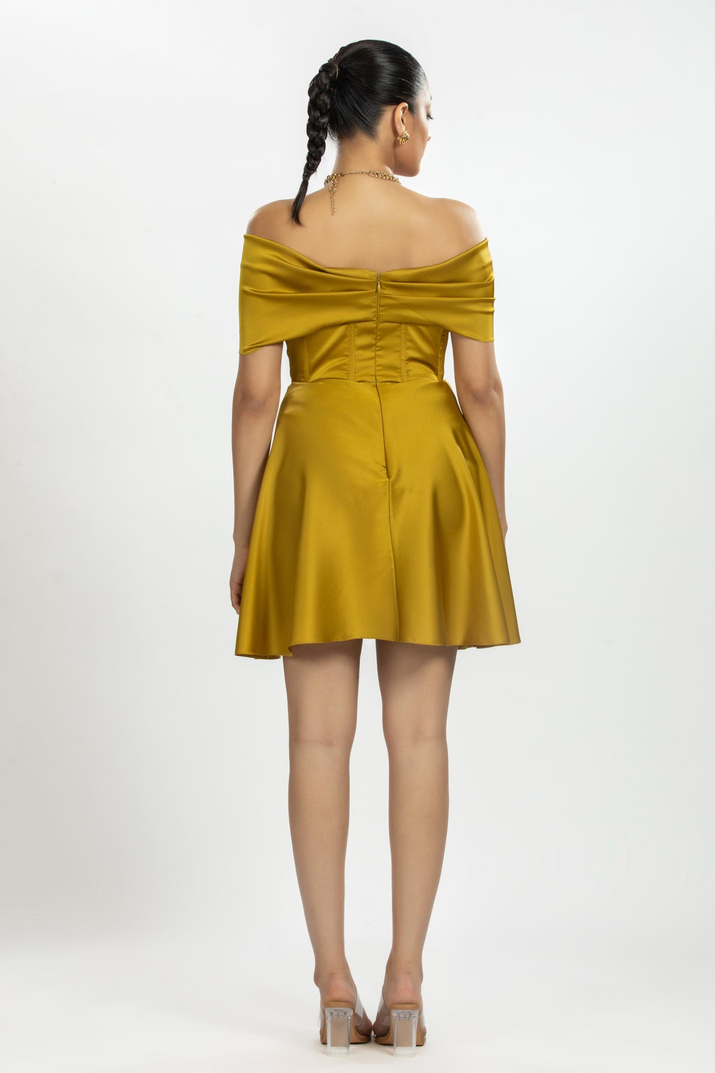 MUSTARD SATIN DRESS