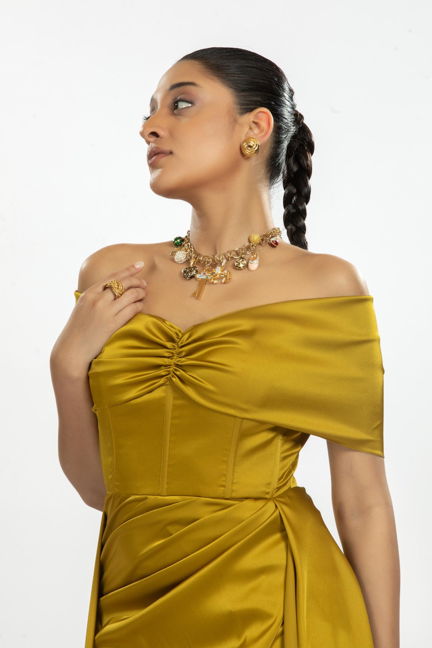 MUSTARD SATIN DRESS