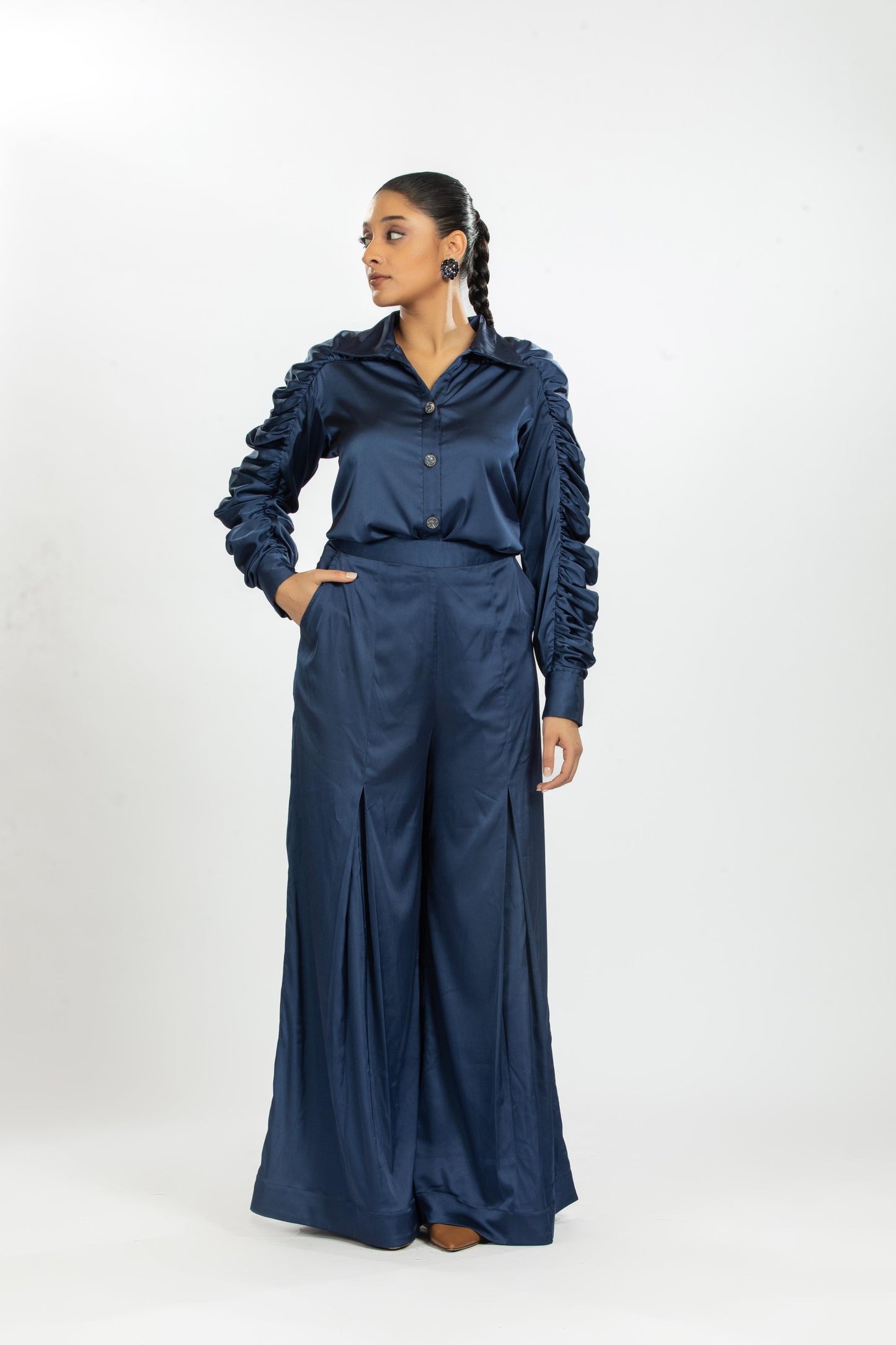 BLUE SATIN CO-ORD SET