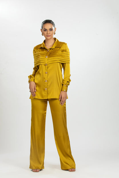 MUSTARD SATIN CO- ORD SET