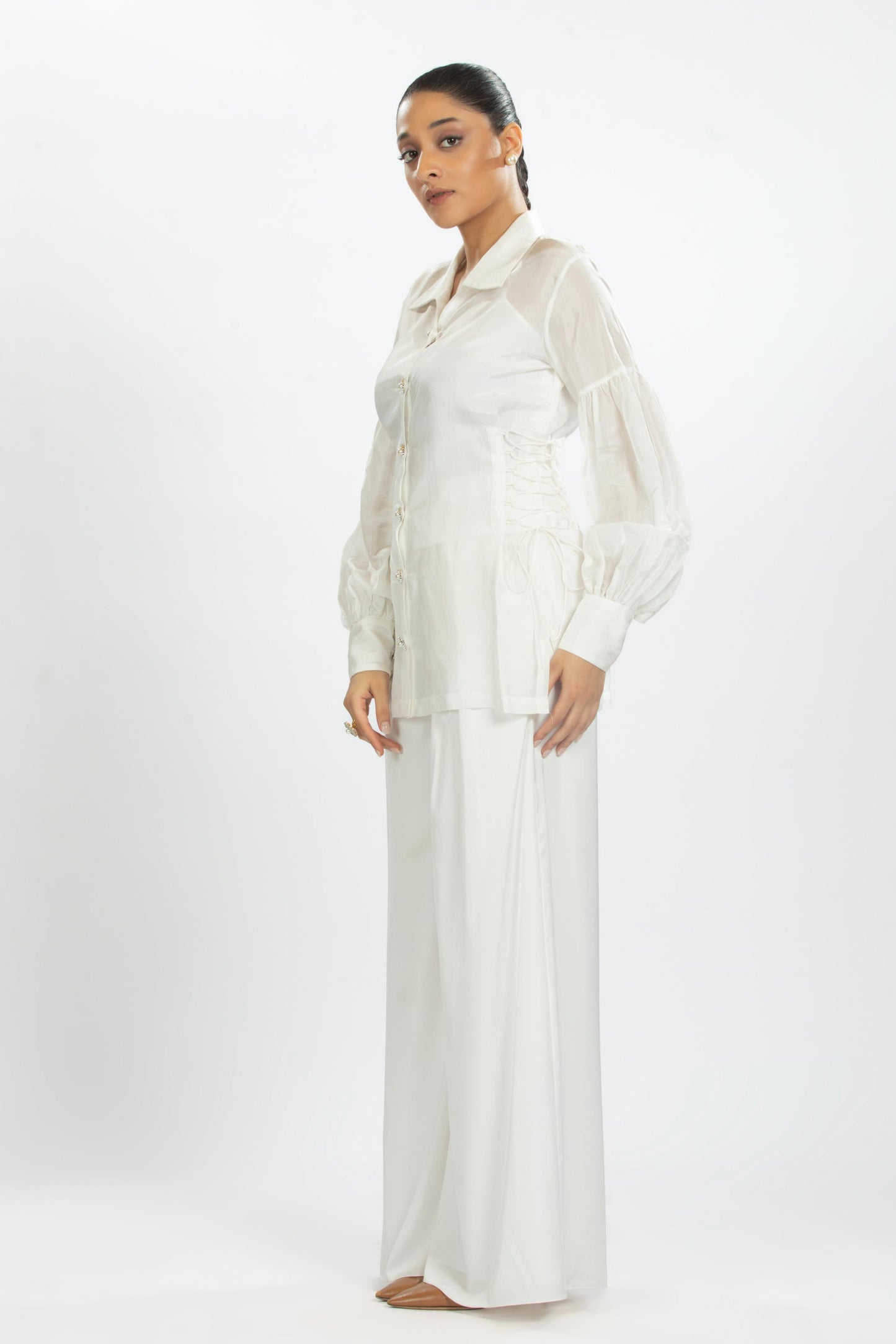 WHITE BAMBOO SILK SHIRT