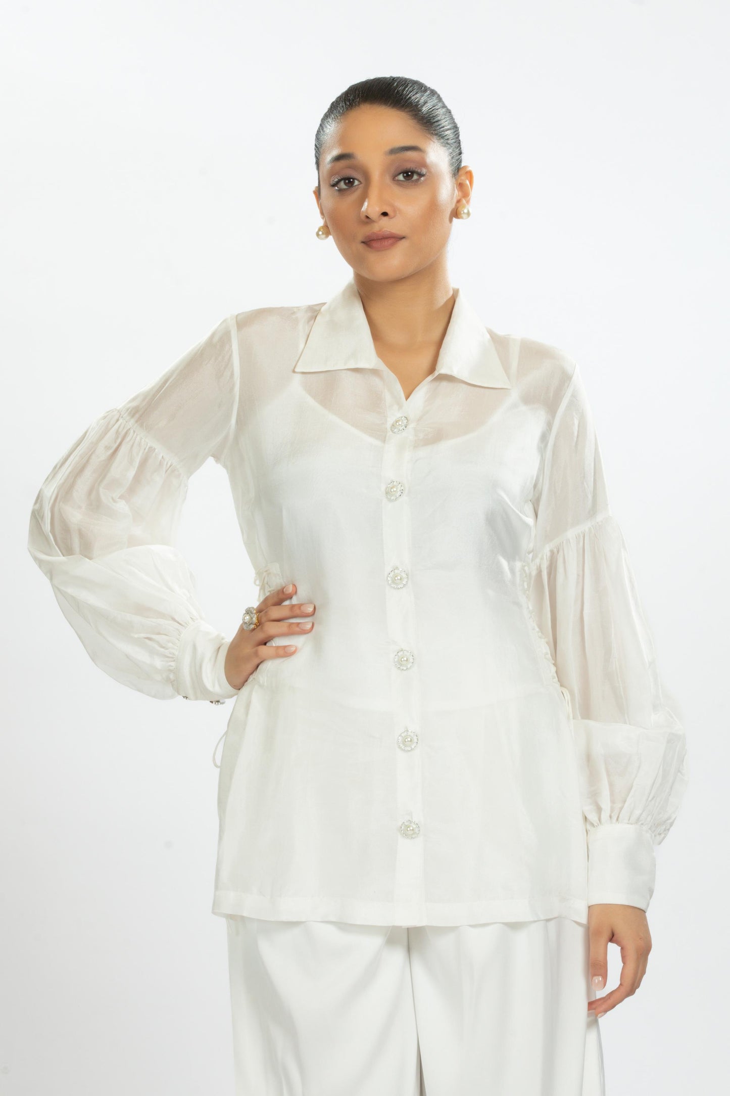 WHITE BAMBOO SILK SHIRT