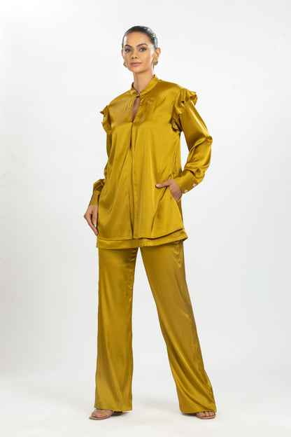 MUSTARD SATIN SHIRT