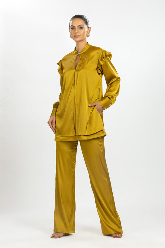 MUSTARD SATIN SHIRT