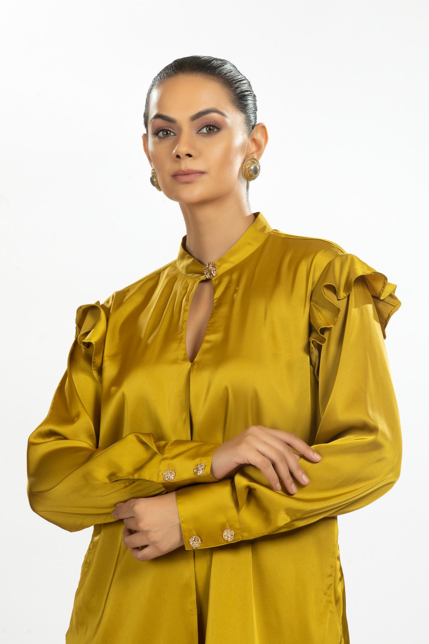 MUSTARD SATIN SHIRT