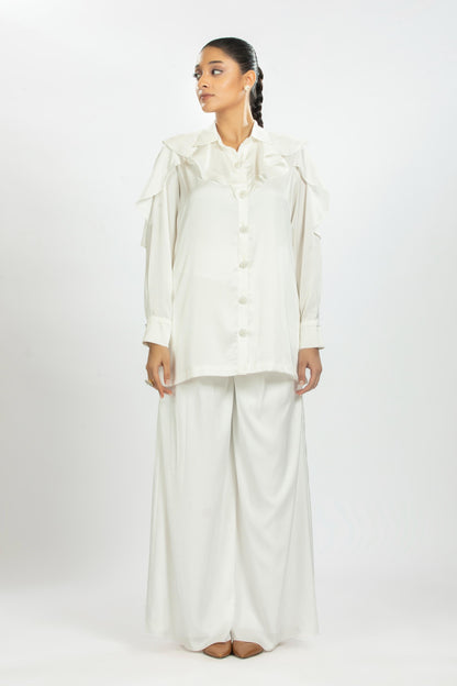 WHITE SATIN SHIRT