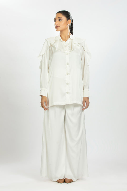 WHITE SATIN SHIRT