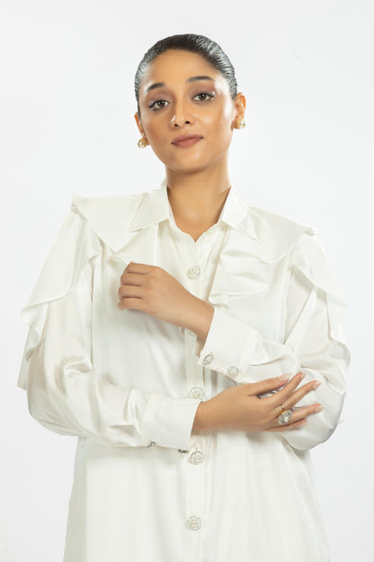 WHITE SATIN SHIRT