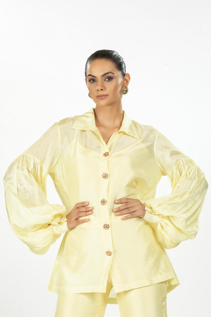 YELLOW BAMBOO SILK SHIRT