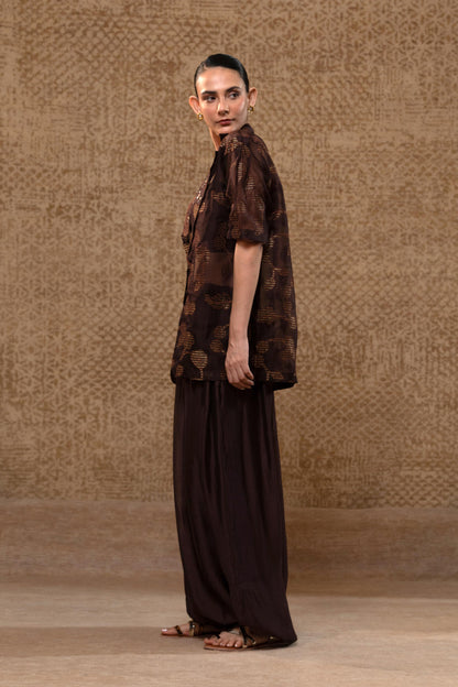 ORGANZA APPLIQUE JACKETSET - BROWN