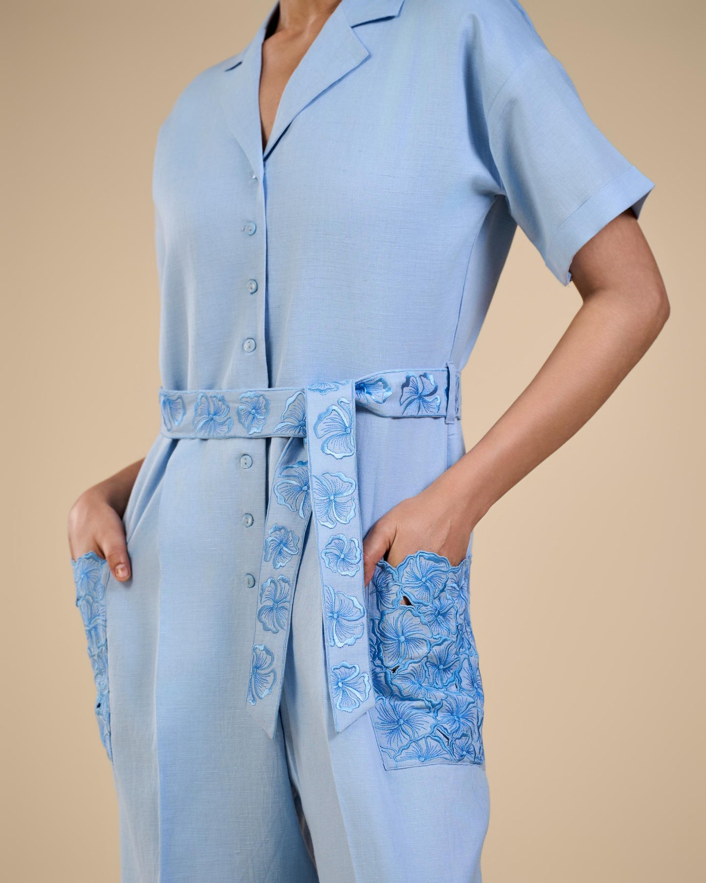 JUMPSUIT WITH EMBROIDERED BELT