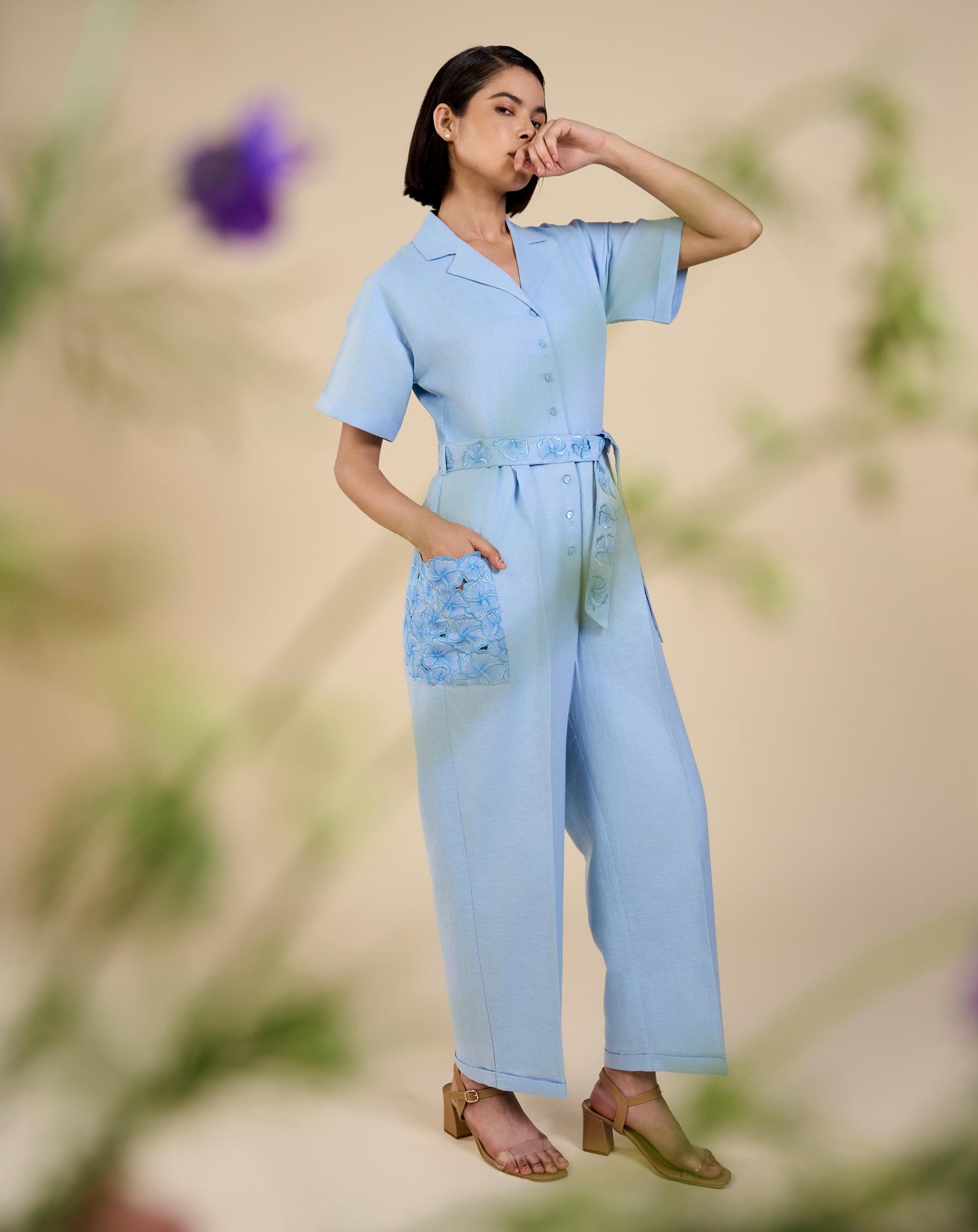 JUMPSUIT WITH EMBROIDERED BELT