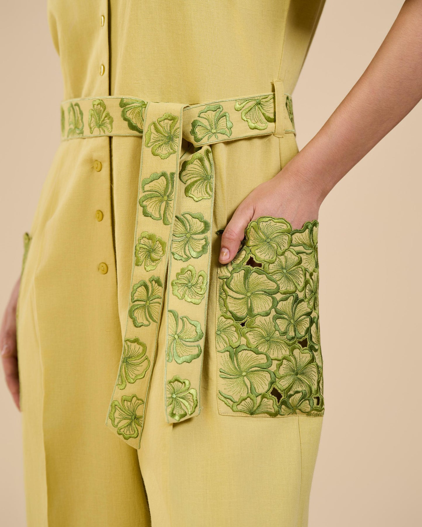 JUMPSUIT WITH EMBROIDERED BELT