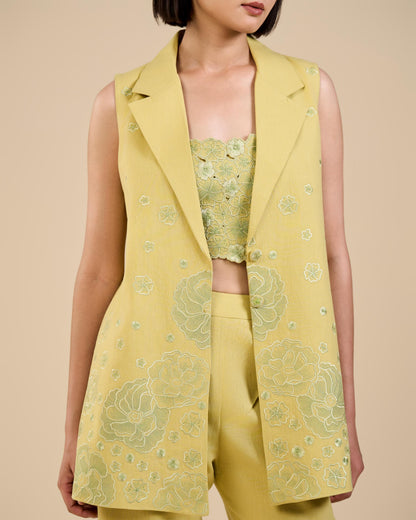 SAGE GREEN EMBROIDRED BUSTIER