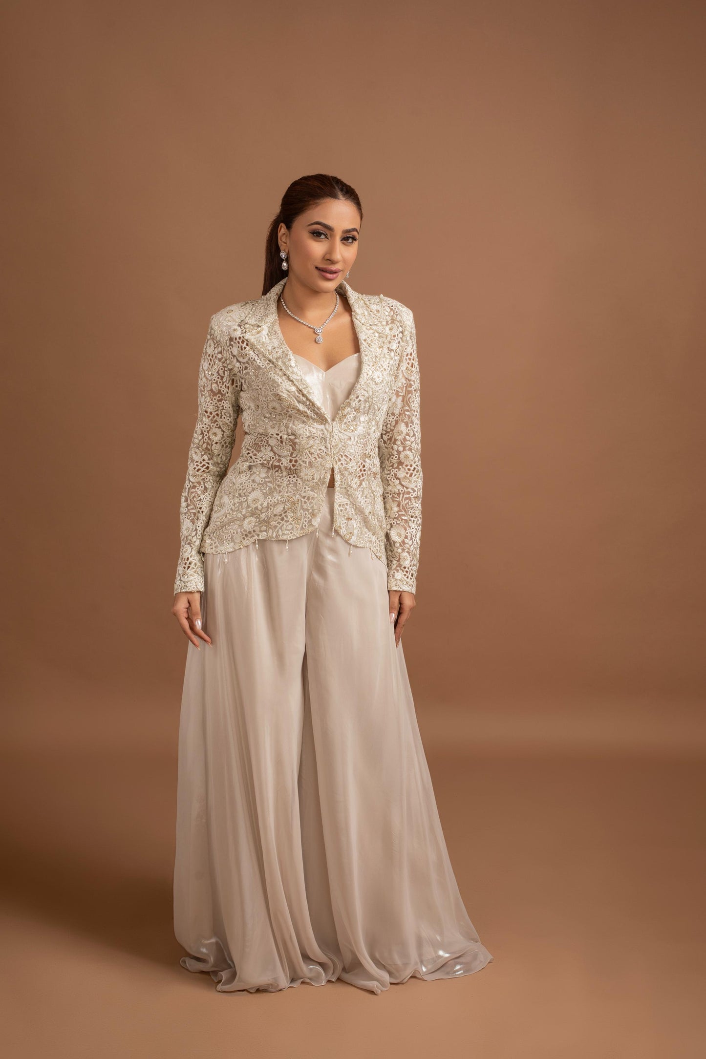 WHITE PANT SET WITH JACKET