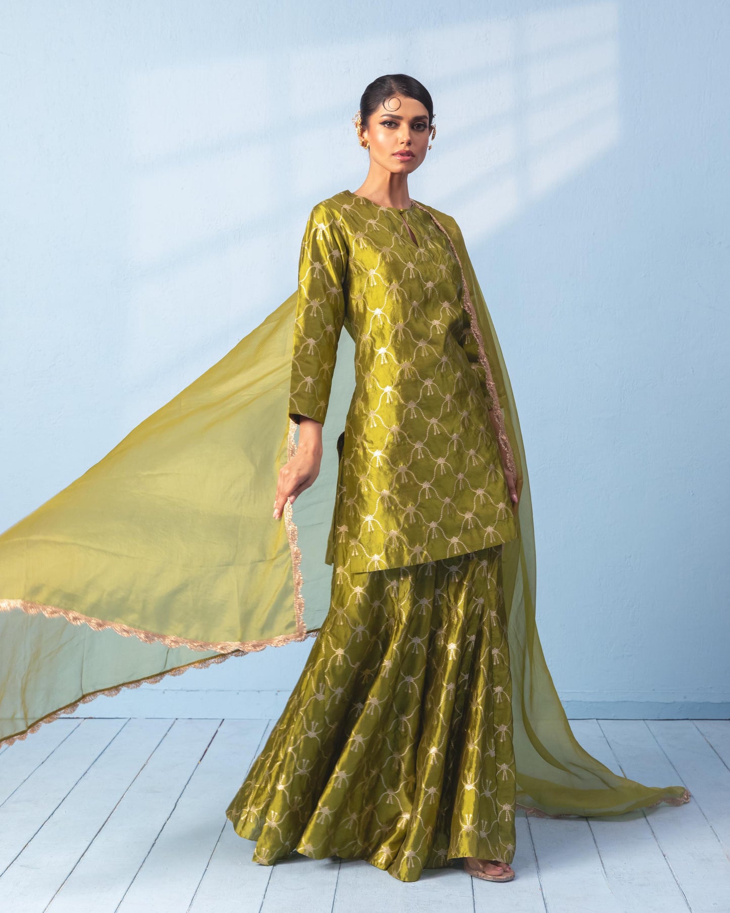 GREEN SHARARA SET