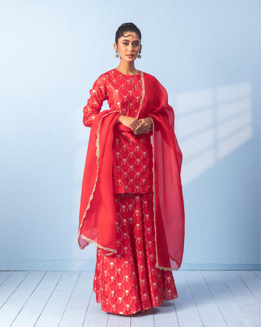 RED SHARARA SET