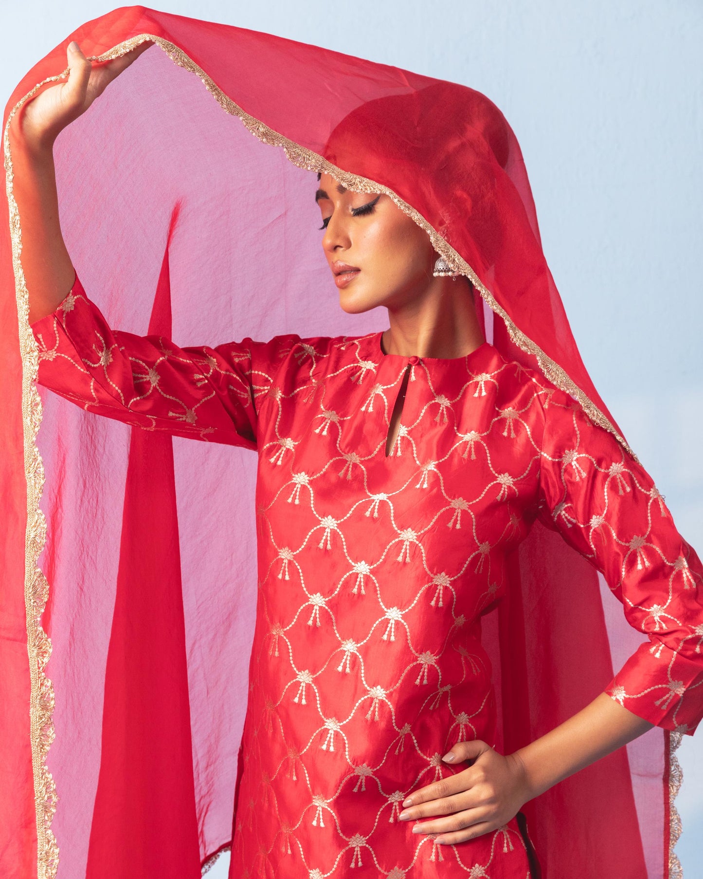 RED SHARARA SET