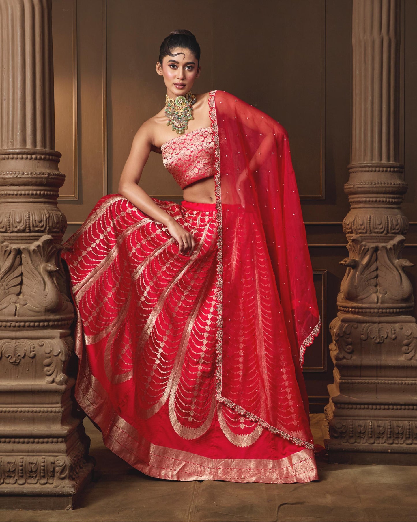 RED LEHENGA