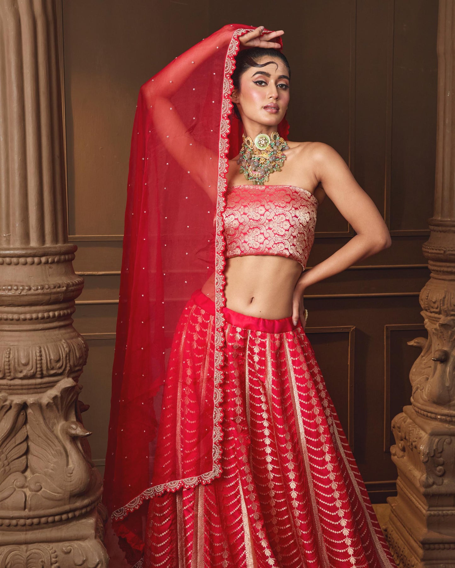 RED LEHENGA