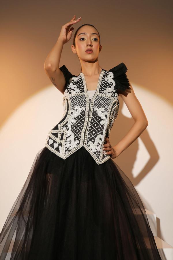 BLACK WAIST COAT AND SKIRT